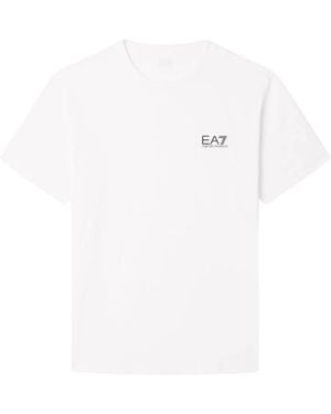 EA7 Tops ,Katoen T-Shirt Met Korte Mouwen - Wit