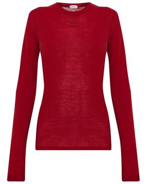 Versace Truien & Vesten ,Rood ,Wol Logo-Geborduurd Wolgebreid T-Shirt