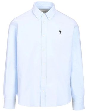 Ami Paris Katoenen Button-Down Overhemd - Blauw