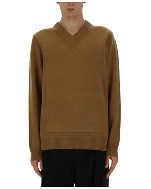 Jil Sander V-Ausschnitt Strickpullover - Braun