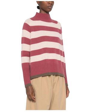 Be You Truien & Vesten ,Veelkleurig ,Trui Met Mocknek En Strepen - Rood