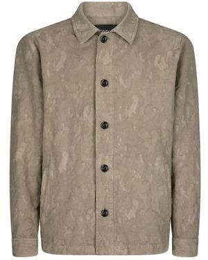 Dondup Jassen ,Katoen Shirt Jacket Met Regular Fit Van Camouflage Katoen - Groen
