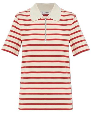 Jil Sander Tops ,Rood ,Gestreept Poloshirt