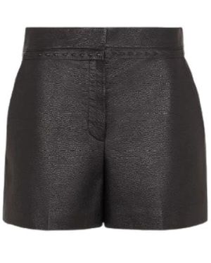 Fendi Soft Hammered Leather Shorts - Zwart