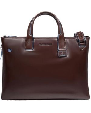 Piquadro Tassen ,Bruin ,Katoen Square Expandable Slim Laptop Bag 15.6"