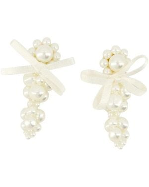 Simone Rocha Petit Bow Detail Cluster Earrings - White