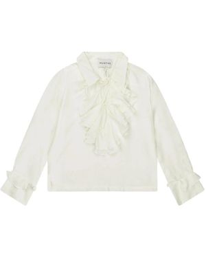 Munthe Elegante Rüschenbluse Elfenbein - Weiß