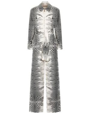 Roberto Cavalli Zebraprint Jumpsuit Met Lange Mouwen - Grijs