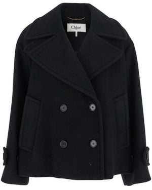 Chloé Double-Breasted Coats - Negro