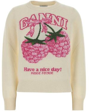 Ganni Round-Neck Knitwear - Pink