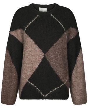 Neo Noir Truien & Vesten ,Bruin ,Ronde Hals Gebreid - Zwart
