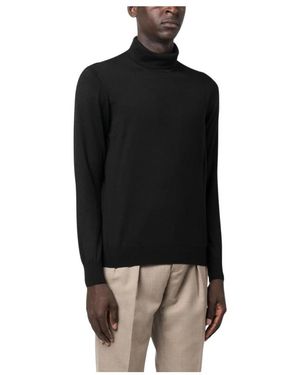 Lardini Truien & Vesten ,Zwart ,Wol Zwarte Wol Roll-Neck Trui
