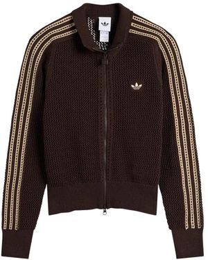 adidas Fitness ,Bruin ,Polyester Crochet Track Top - Zwart