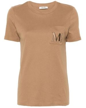 Max Mara Geborduurd Logo T-Shirt - Naturel