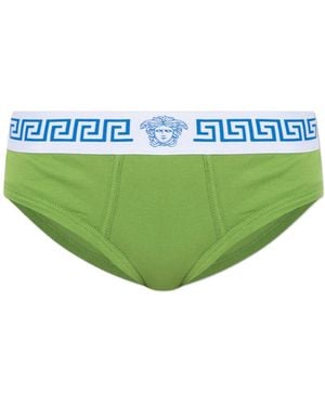 Versace Gerippte Slips Aus Baumwolljersey - Grün
