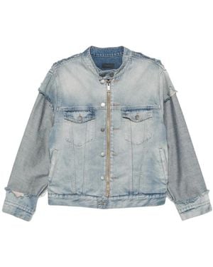 Haikure Panelled Denim Jacket - Blau