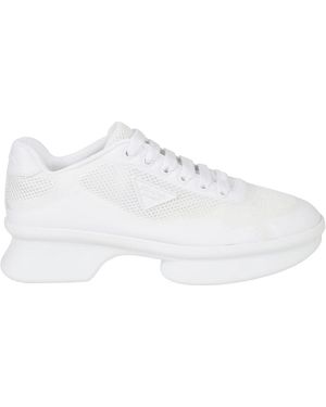 Prada Schoenen ,Wit ,Polyester Mesh-Panel Sneakers Met Veters