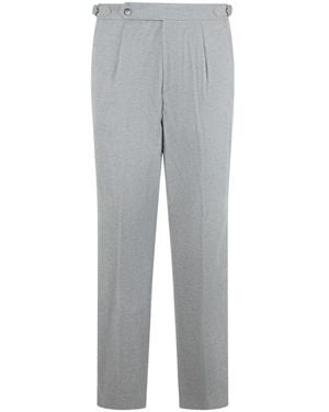 BOSS Pantalon Met Patroon En Toelopende Pasvorm - Grijs