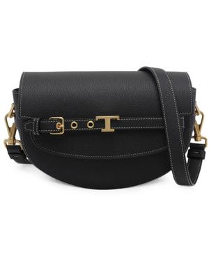 Tod's T Timeless Foldover Umhängetasche - Schwarz