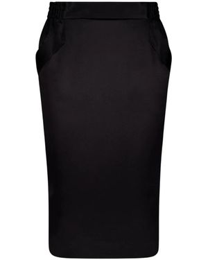 Saint Laurent Luxe Satijnen Pencil Rok - Zwart