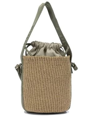 Chloé Woody Small Raffia Bucket Bag - Grijs