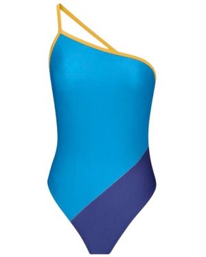 Saint Laurent Badmode ,Veelkleurig ,Maillot De Bain One Shoulder - Blauw