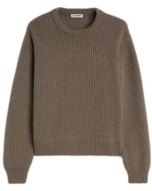 Jil Sander Truien & Vesten ,Groen ,Round-Neck Truien - Bruin