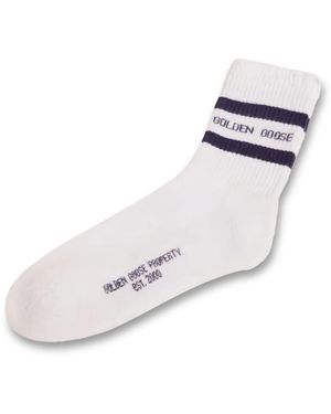 Golden Goose Gestreepte Hoge Rib Sokken - Wit