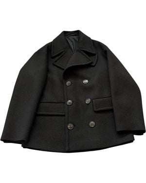 Douuod Woman Jassen ,Zwart ,Picot Double-Breasted Coat