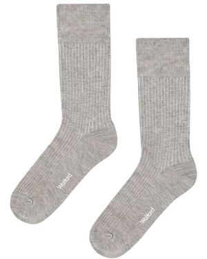 Wolford Ondergoed ,Grijs ,Katoen Ribbed Stretch Cotton Socks
