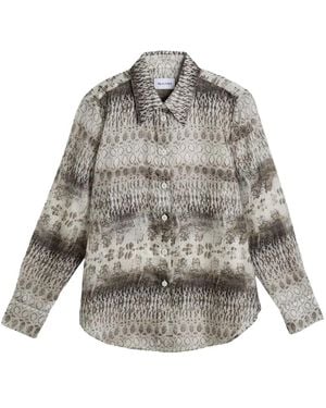 Sand Overhemden ,Veelkleurig ,3624 Silk Shirt - Grijs