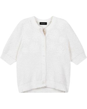 Repeat Cashmere Textured Cotton Cardigan Met Geborduurde Bloemen - Wit