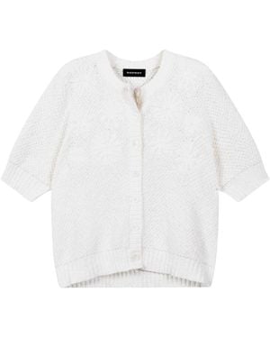 Repeat Cashmere Texturierter Baumwoll-Cardigan Mit Gestickten Blumen - Weiß