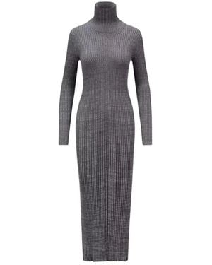 Moncler Turtleneck Gebreide Jurk - Grijs