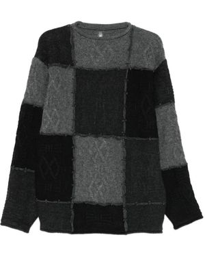 Adererror Jacquard Rundhals-Pullover - Schwarz