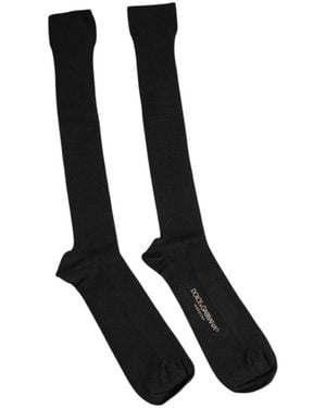 Dolce & Gabbana Black Viscose Logo Over The Calf Socks