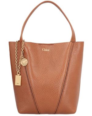 Chloé Tassen ,Bruin ,Spin Piccola Leren Tote