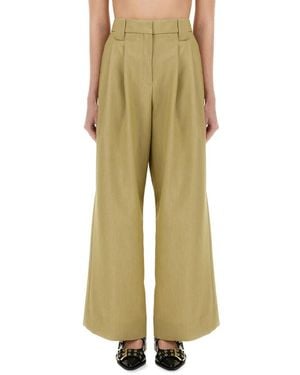 Ganni Twill Suiting Mid Waist Pants - Groen