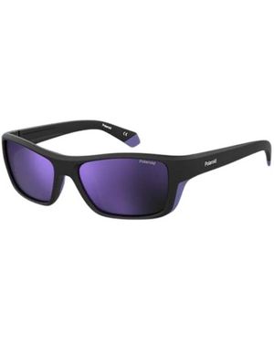 Polaroid Schwarze Kunststoff-Sonnenbrille Für Männer - Blau