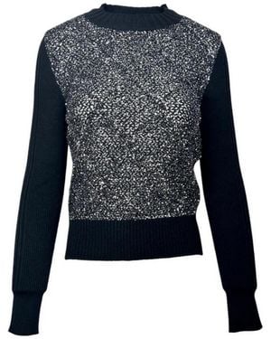 D.exterior Verzierter Rundhals-Pullover - Blau