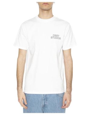 Obey Tops ,Wit ,T-Shirt Met Ronde Hals