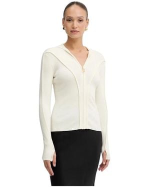 Victoria Beckham Gekarierter Cardigan Mit Reißverschluss - Weiß