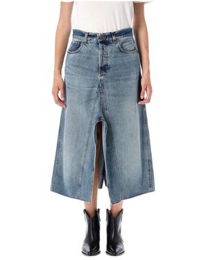 Haikure Blauer Wasch Denim Rock Flared Stil