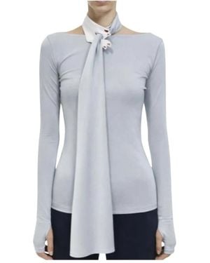 Vivetta T-Shirt Met Boot Hals En Lange Mouwen Met Walk-Kraag - Blauw