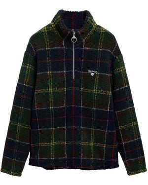 Barbour Fitness ,Groen ,Katoen Tartan Half-Zip Fleece - Zwart