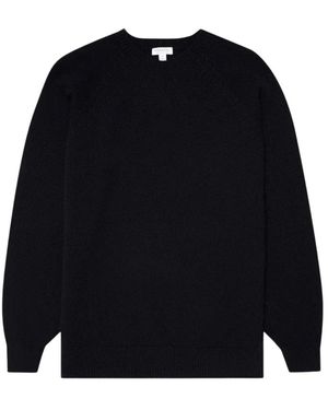 Sunspel Truien & Vesten ,Blauw ,Wol Lamswol Ronde Hals Trui