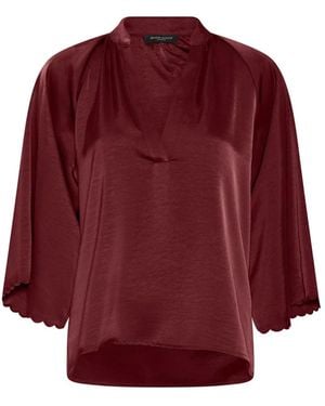 Bruuns Bazaar Elegante Burgunder Bluse Mit V-Ausschnitt - Rot