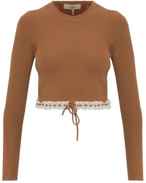 Chloé Pullover Mit Spitzendetails - Braun