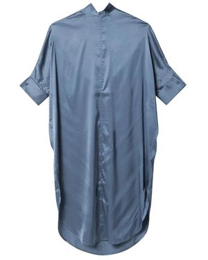 Acne Studios Kleedjes ,Blauw ,Satijn Satijnen Tuniekjurk