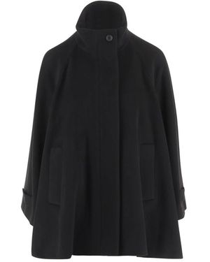 Tagliatore Jassen ,Zwart ,Wol Wol Kaap Met Hoge Kraag